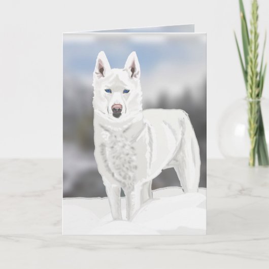 White Husky Blank Greeting Kaart (Voorkant)