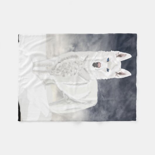 White Husky Fleece Deken (Voorkant (Horizontaal))