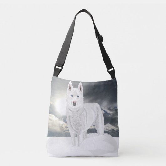 White Husky in sneeuw Crossbody Tas (Voorkant)