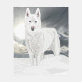 White Husky in sneeuw Fleece Deken (Voorkant)