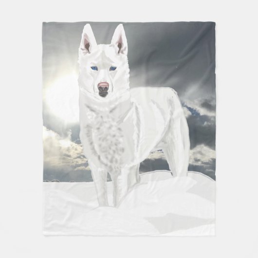 White Husky in sneeuw Fleece Deken (Voorkant)
