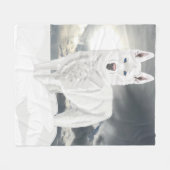 White Husky in sneeuw Fleece Deken (Voorkant (Horizontaal))