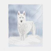 White Husky in sneeuw Fleece Deken (Voorkant)