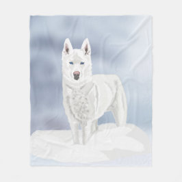 White Husky in sneeuw Fleece Deken