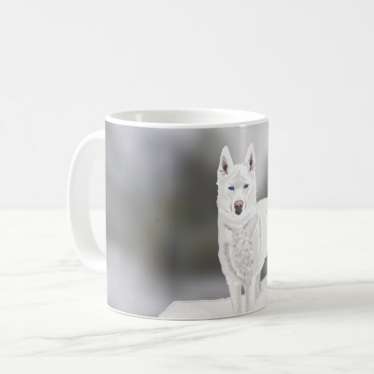 White Husky Koffiemok (Voorkant links)