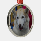 White Husky Ornaments Metalen Ornament (Rechts)