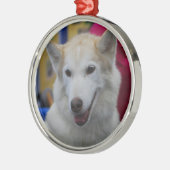White Husky Ornaments Metalen Ornament (Links)