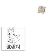 White Husky Puppy Dog Aangepaste naam Rubberstempel (Gestempeld)