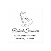 White Husky Puppy Dog Adres Rubberstempel (Afrduk)