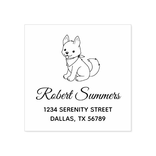 White Husky Puppy Dog Adres Rubberstempel (Afrduk)