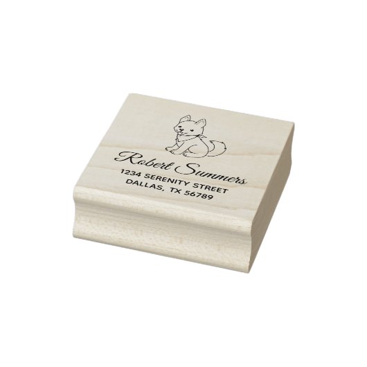 White Husky Puppy Dog Adres Rubberstempel (Stempel)