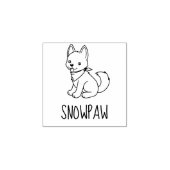 White Husky Puppy Dog Custom Name Rubberstempel (Afrduk)