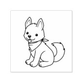 White Husky Puppy Dog Kleur me Zelfinktende Stempel (Design)