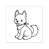 White Husky Puppy Dog Kleur me Zelfinktende Stempel (Design)