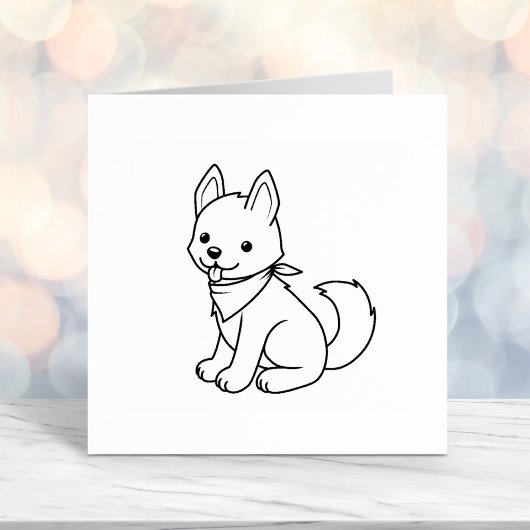 White Husky Puppy Dog Kleur me Zelfinktende Stempel