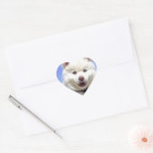 White Husky Puppy with Blue Eyes Hart Sticker (Envelop)
