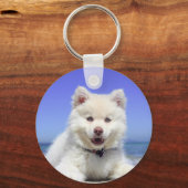 White Husky Puppy with Blue Eyes Sleutelhanger (Voorkant)