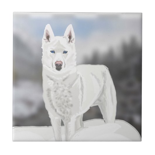 White Husky Tegeltje (Voorkant)