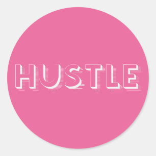 White Hustle Modern Typography Ronde Sticker