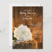 White Hydrangea and Barn Wood Country Baby shower Kaart (Voorkant)