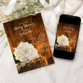 White Hydrangea and Barn Wood Country Baby shower Kaart