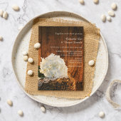 White Hydrangea and Barn Wood Country Wedding Kaart