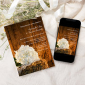 White Hydrangea and Barn Wood Country Wedding Kaart