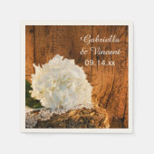 White Hydrangea and Barn Wood Country Wedding Servetten (Voorkant)