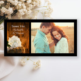 White Hydrangea and Barn Wood Wedding Bedankt