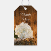 White Hydrangea and Barn Wood Wedding Favor Labels Cadeaulabel (Voorkant)
