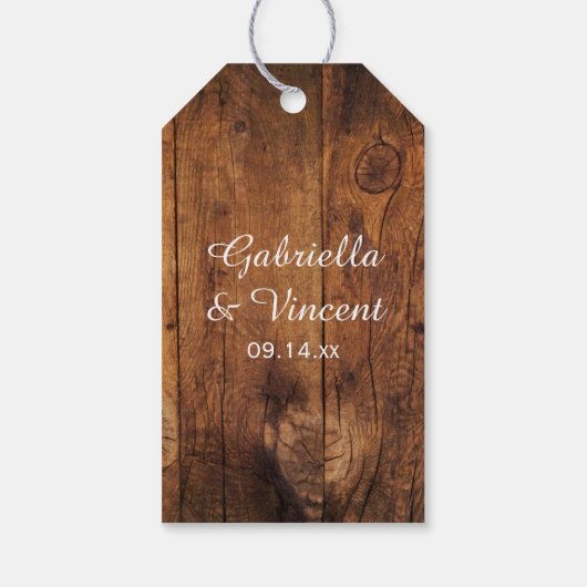 White Hydrangea and Barn Wood Wedding Favor Labels Cadeaulabel (Achterkant)