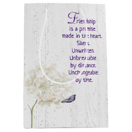 White Hydrangea and Butterfly on Wood Medium Cadeauzakje