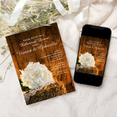 White Hydrangea Barn Wood Wedding Rehearsal Dinner Kaart