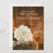 White Hydrangea Barn Wood Wedding Rehearsal Dinner Kaart (Voorkant)