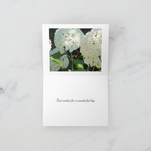 White Hydrangea Birthday Wishes Kaart (Binnen)