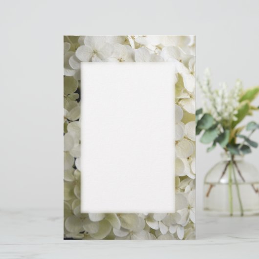 White Hydrangea Blossom Briefpapier (Staand voorkant)