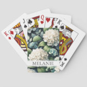 White Hydrangea Botanical Custom Name Pokerkaarten (Achterkant)