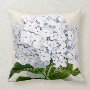 White Hydrangea Botanical Print Kussen