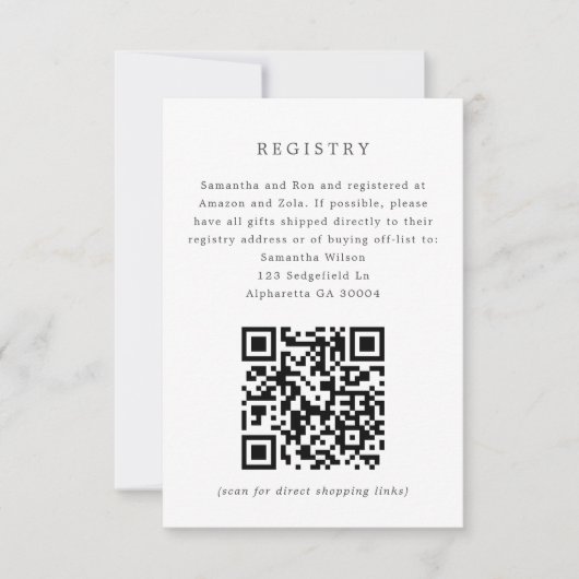 White Hydrangea Bridal Invitation Registry Insert Kaart (Voorkant)