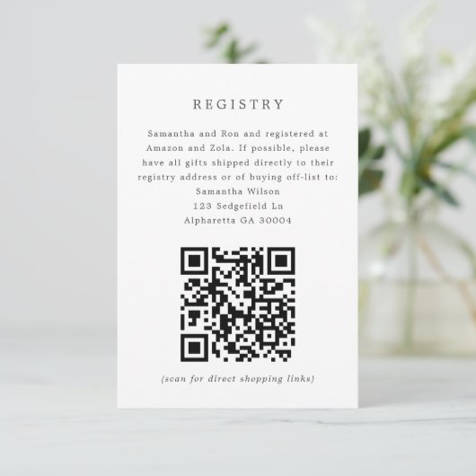 White Hydrangea Bridal Invitation Registry Insert Kaart (Staand voorkant)
