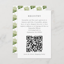 White Hydrangea Bridal Invitation Registry Insert Kaart