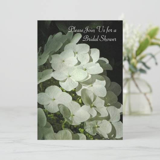 White Hydrangea Bridal Shower Invitation Kaart (Staand voorkant)