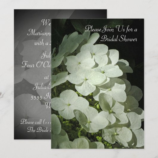 White Hydrangea Bridal Shower Invitation Kaart (Voorkant / Achterkant)