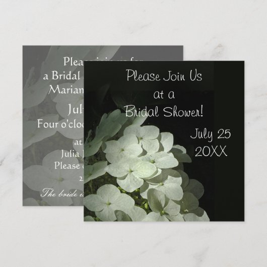 White Hydrangea Bridal Shower Invitation Kaart (Voorkant / Achterkant)