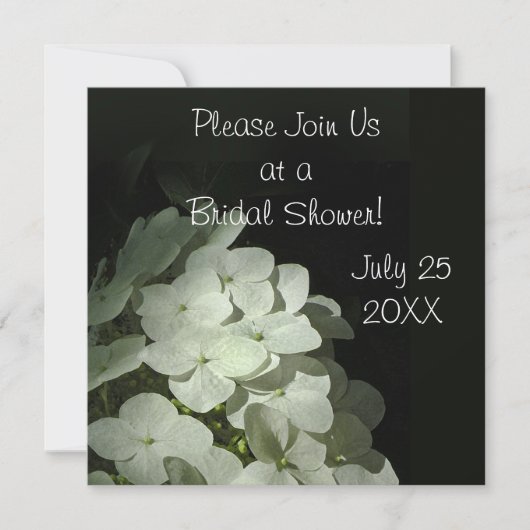 White Hydrangea Bridal Shower Invitation Kaart (Voorkant)