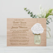 White Hydrangea & Country Mason Jar Vrijgezellenfe Kaart (Staand voorkant)