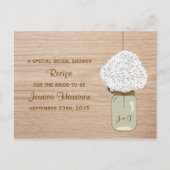 White Hydrangea & Country Mason Jar Vrijgezellenfe Uitnodiging Briefkaart (Voorkant)