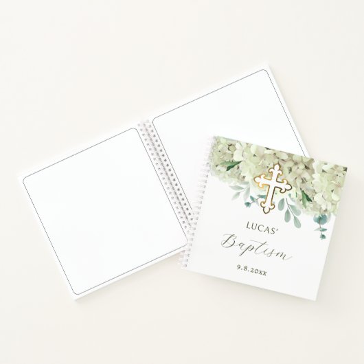 White Hydrangea doop gastenboek Notitieboek (Binnen)