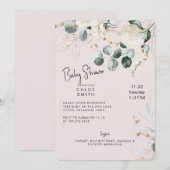 White Hydrangea Eucalyptus Blush Baby shower Kaart (Voorkant / Achterkant)
