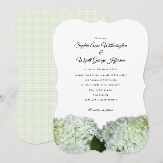 White Hydrangea Floral Border Wedding Invitation Kaart (Voorkant / Achterkant)